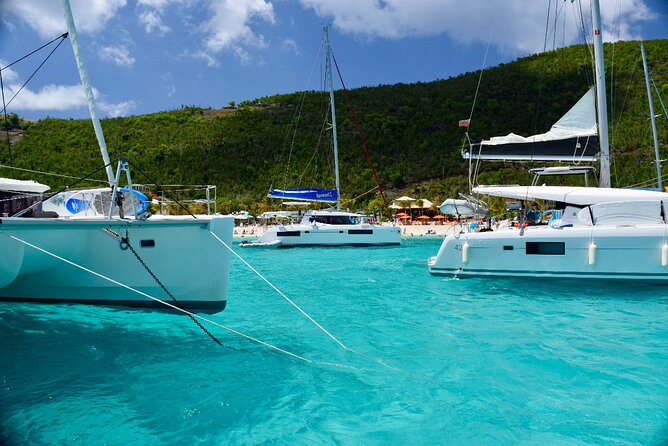 BVI Private Charter to Jost Van Dyke on 32' Power Catamaran - Foxy’s and Foxy’s Taboo offer different settings