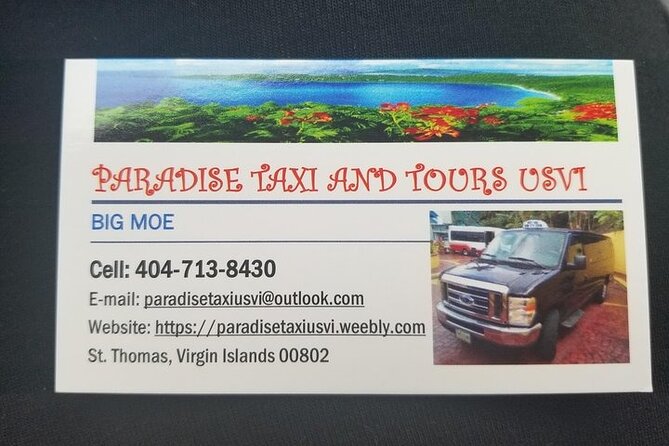PARADISE TAXI & TOURS USVI-St. Thomas- Airport Transfer to Ritz Carlton Elysian - Key details before you reserve