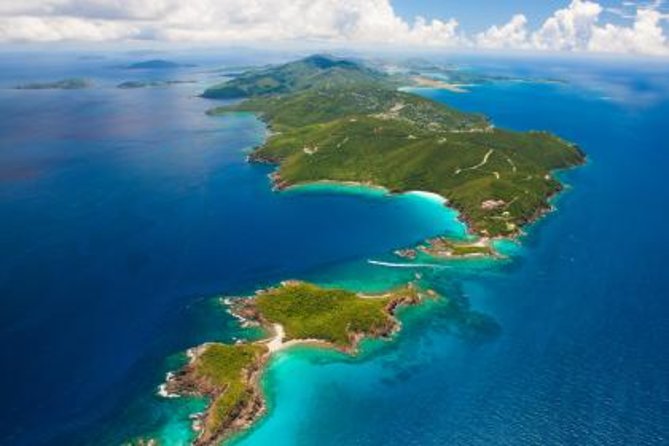 The cays and reef shallows off St Thomas from the air